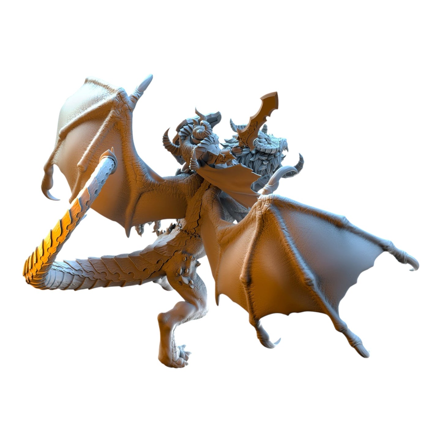 CT Miniatures UK Vrolok on Manticore fantasy miniature in grey resin, featuring detailed wings and tail.