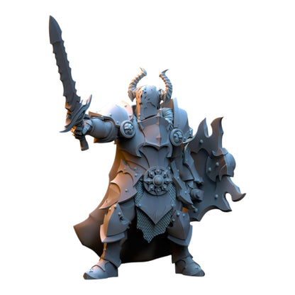 CT Miniatures UK 32mm grey resin warrior miniature with horned helmet, sword, and shield for tabletop wargaming.