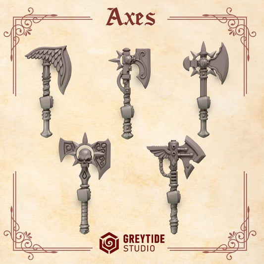 Axes | Crimson Lords | Upgrades | Greytide Studio | Tabletop Wargaming Miniature Grim-Dark Sci-Fi Proxy