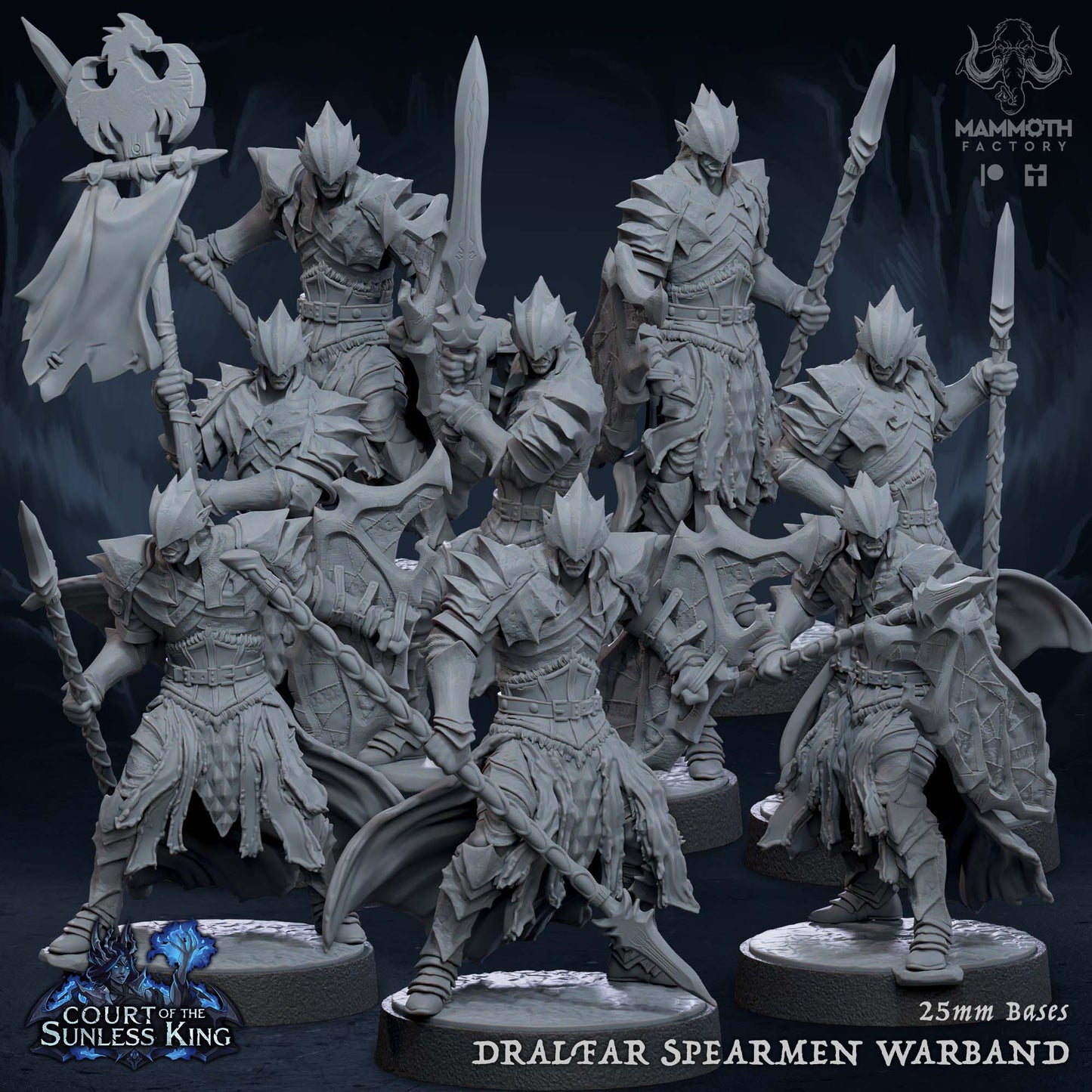 Dralfar Spearmen Warband | Court of the Sunless King | by Mammoth Factory | Dungeons and Dragons | Tabletop Games | Wargaming | Resin Miniature