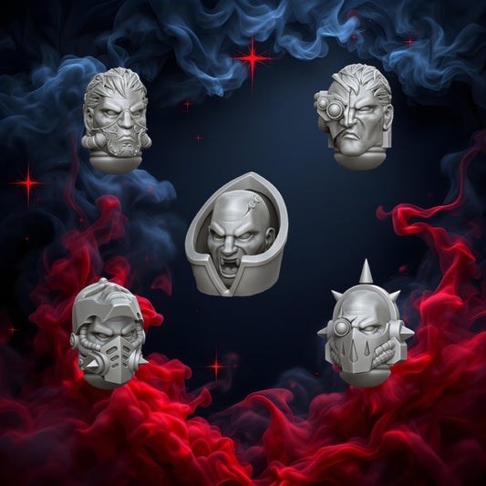 Crimson Angels Head Set 2 | Upgrades | Cyberbrush 3D | Tabletop Wargaming Miniature Grim-Dark Sci-Fi Proxy