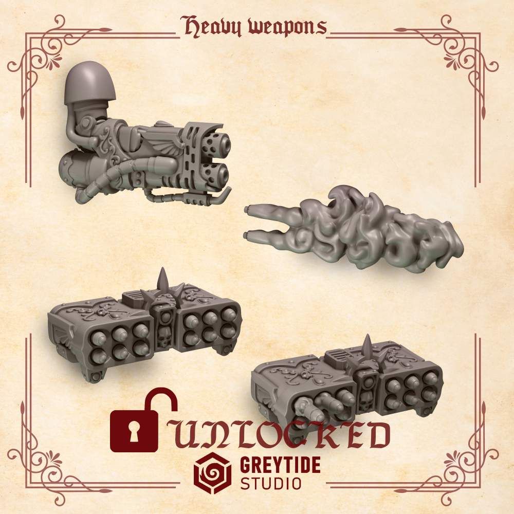 Heavy Weapons | Crimson Lords | Upgrades | Greytide Studio | Tabletop Wargaming Miniature Grim-Dark Sci-Fi Proxy