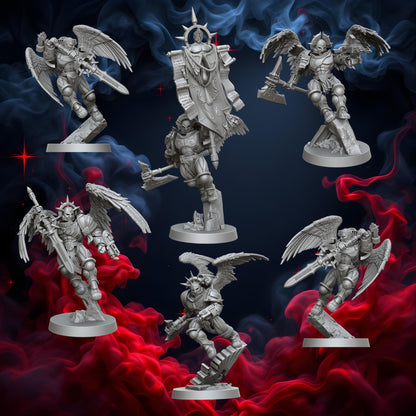 Crimson Angels Honour Guard (x6) | Cyberbrush3D | Tabletop Wargaming Miniature Grim Dark Sci-Fi Proxy