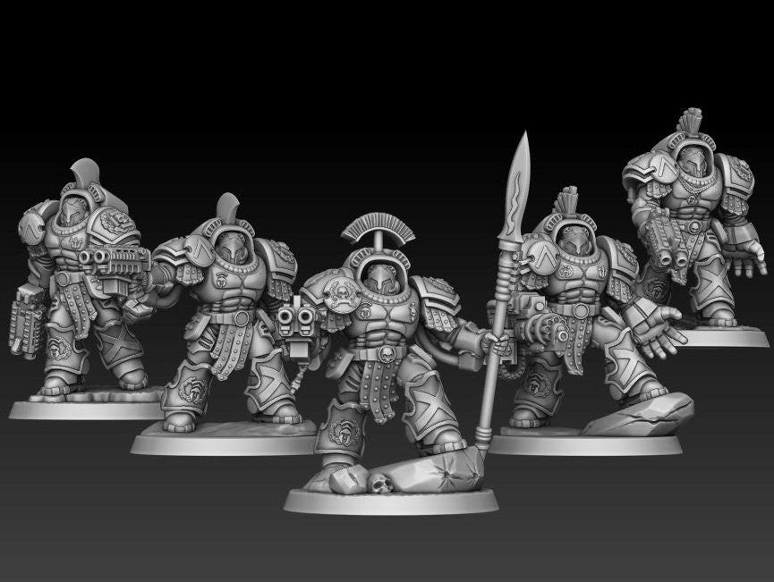 Sons of Spartania - Heavy Squad - DMG Minis - Tabletop Wargaming Miniature Sci-Fi/Fantasy/Chaos/Daemon/Proxy