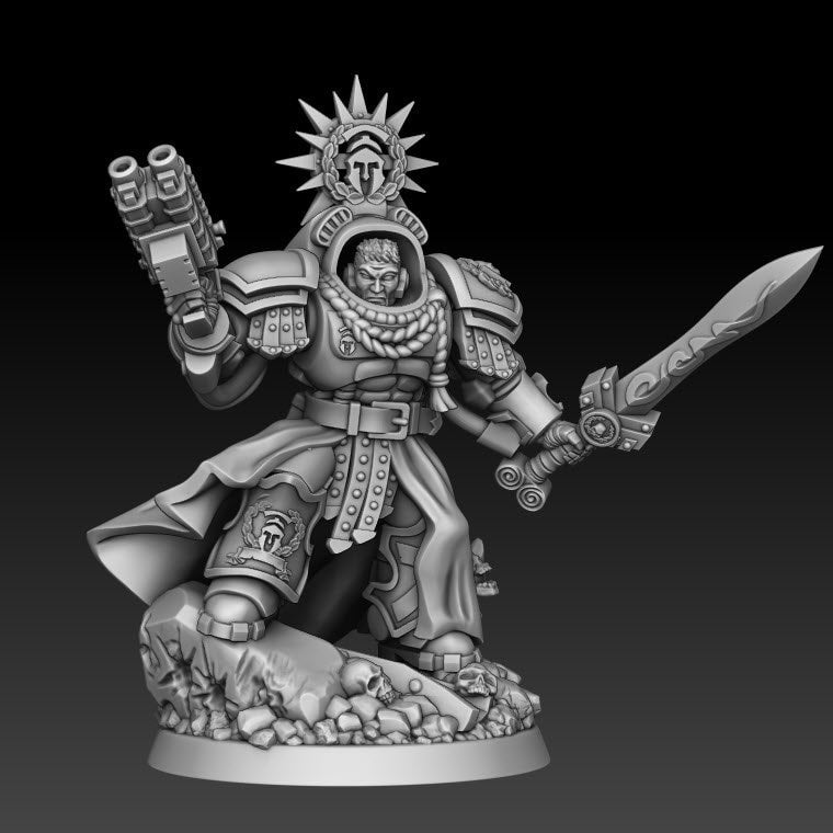 Sons of Spartania - Heavy Captain - DMG Minis - Tabletop Wargaming Miniature Sci-Fi/Fantasy/Daemon/Proxy