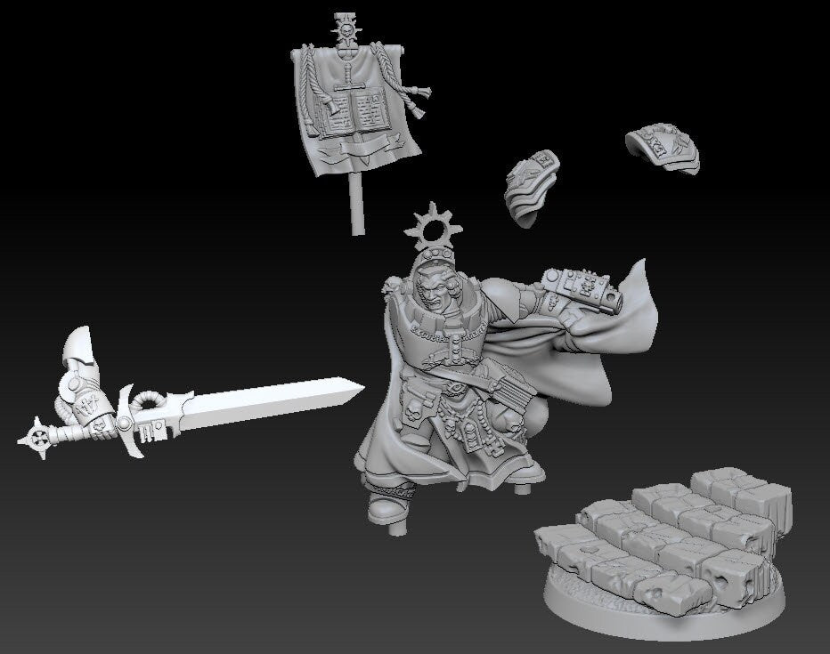 Silver Wardens - Heavy Brother Captain - DMG Minis - Tabletop Wargaming Miniature Sci-Fi/Daemon/Proxy