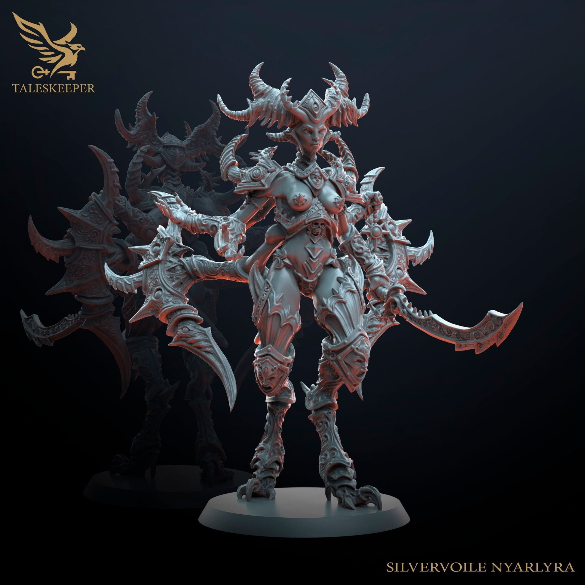 Silvervoile Nyarlyra - Proxies / Daemonic / Prince(ss) - by TalesKeeper - Tabletop Wargaming Miniature Sci-Fi Fantasy Daemon Proxy