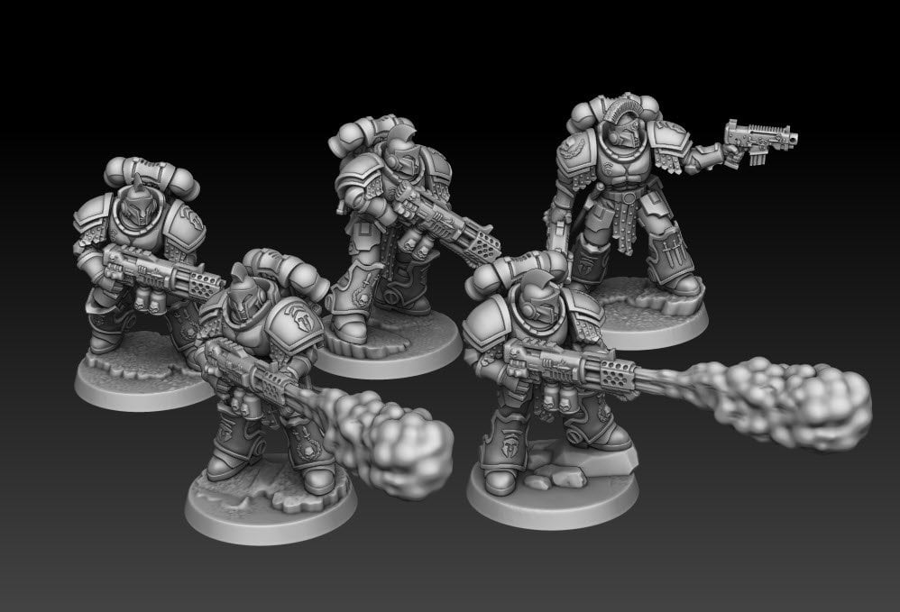 Sons of Spartania - Flame Soldiers - DMG Minis - Tabletop Wargaming Miniature Sci-Fi/Fantasy/Daemon/Proxy