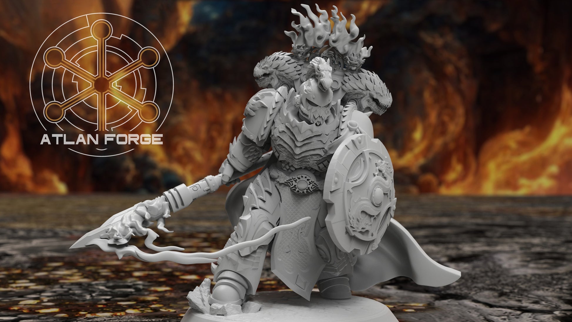 Dragon Knights Captain - Atlan Forge - Tabletop Wargaming Miniature Sci-Fi Chaos Daemon Proxy Modular