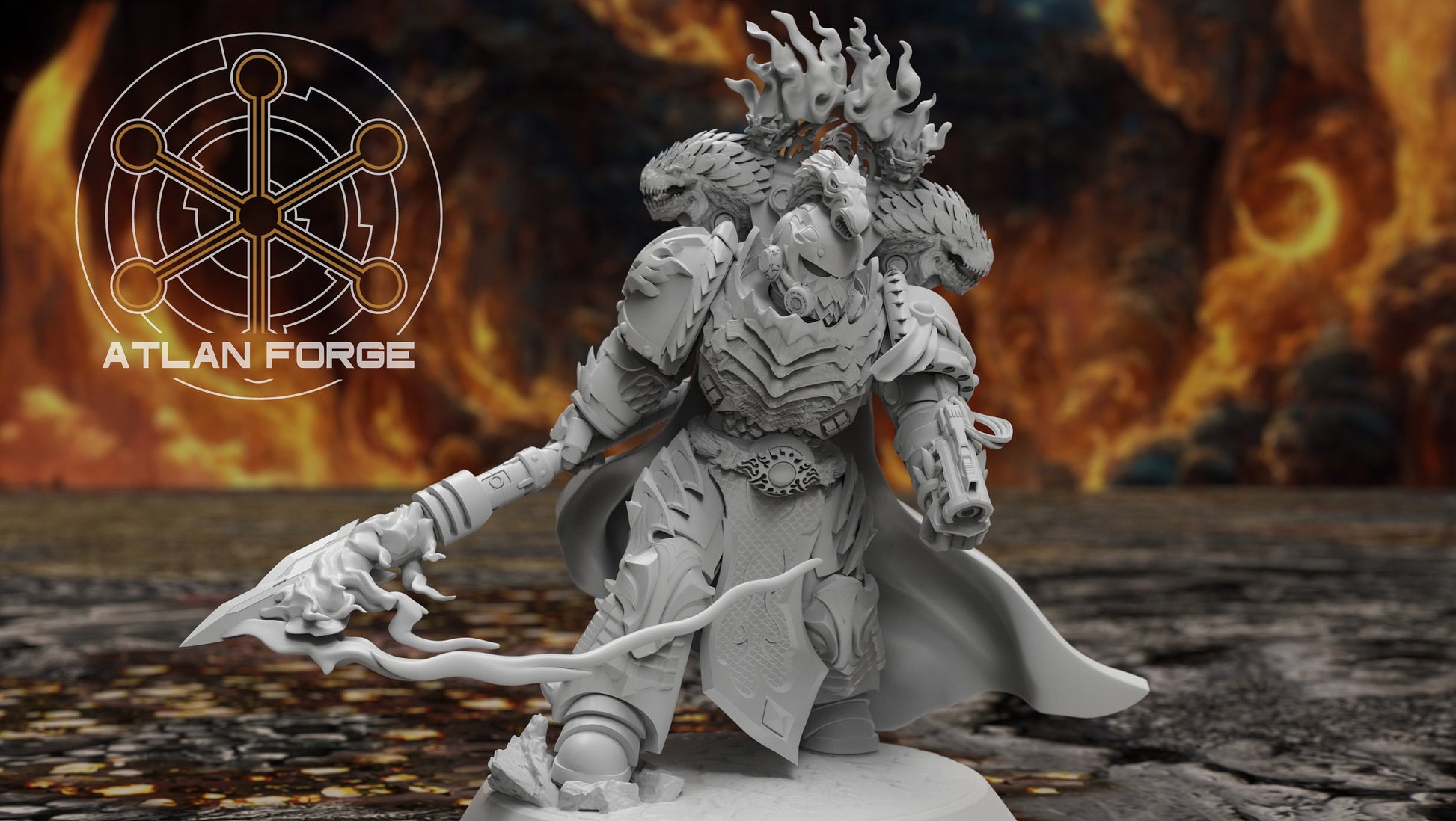 Dragon Knights Captain - Atlan Forge - Tabletop Wargaming Miniature Sci-Fi Chaos Daemon Proxy Modular