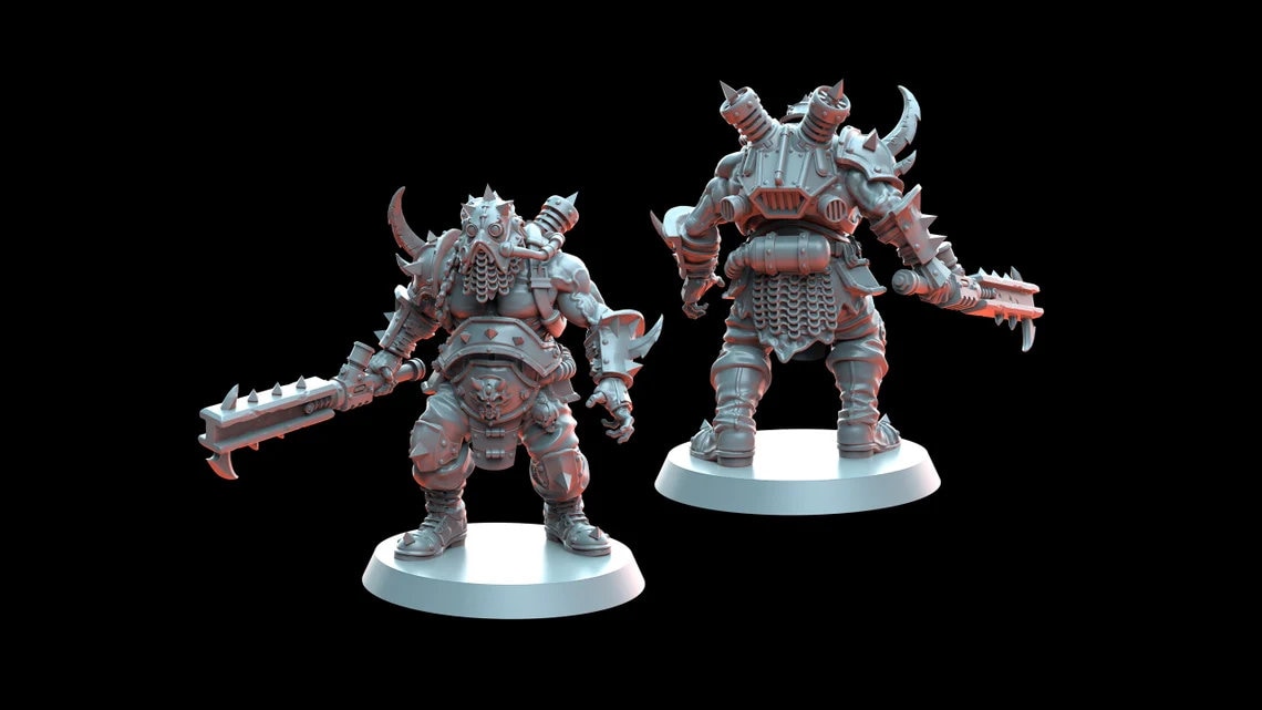 Blood Legion - Officer and Ogre Bodyguards - Proxies / Cultists - by TalesKeeper - Tabletop Wargaming Miniature Sci-Fi Fantasy Proxy