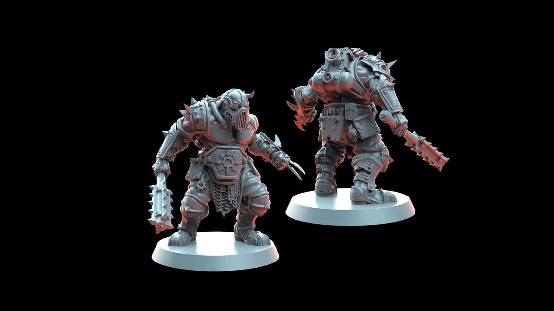 Blood Legion - Officer and Ogre Bodyguards - Proxies / Cultists - by TalesKeeper - Tabletop Wargaming Miniature Sci-Fi Fantasy Proxy