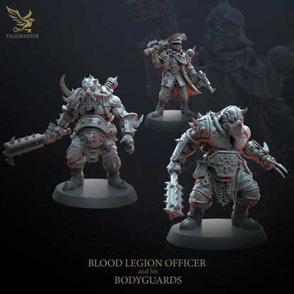 Blood Legion - Officer and Ogre Bodyguards - Proxies / Cultists - by TalesKeeper - Tabletop Wargaming Miniature Sci-Fi Fantasy Proxy