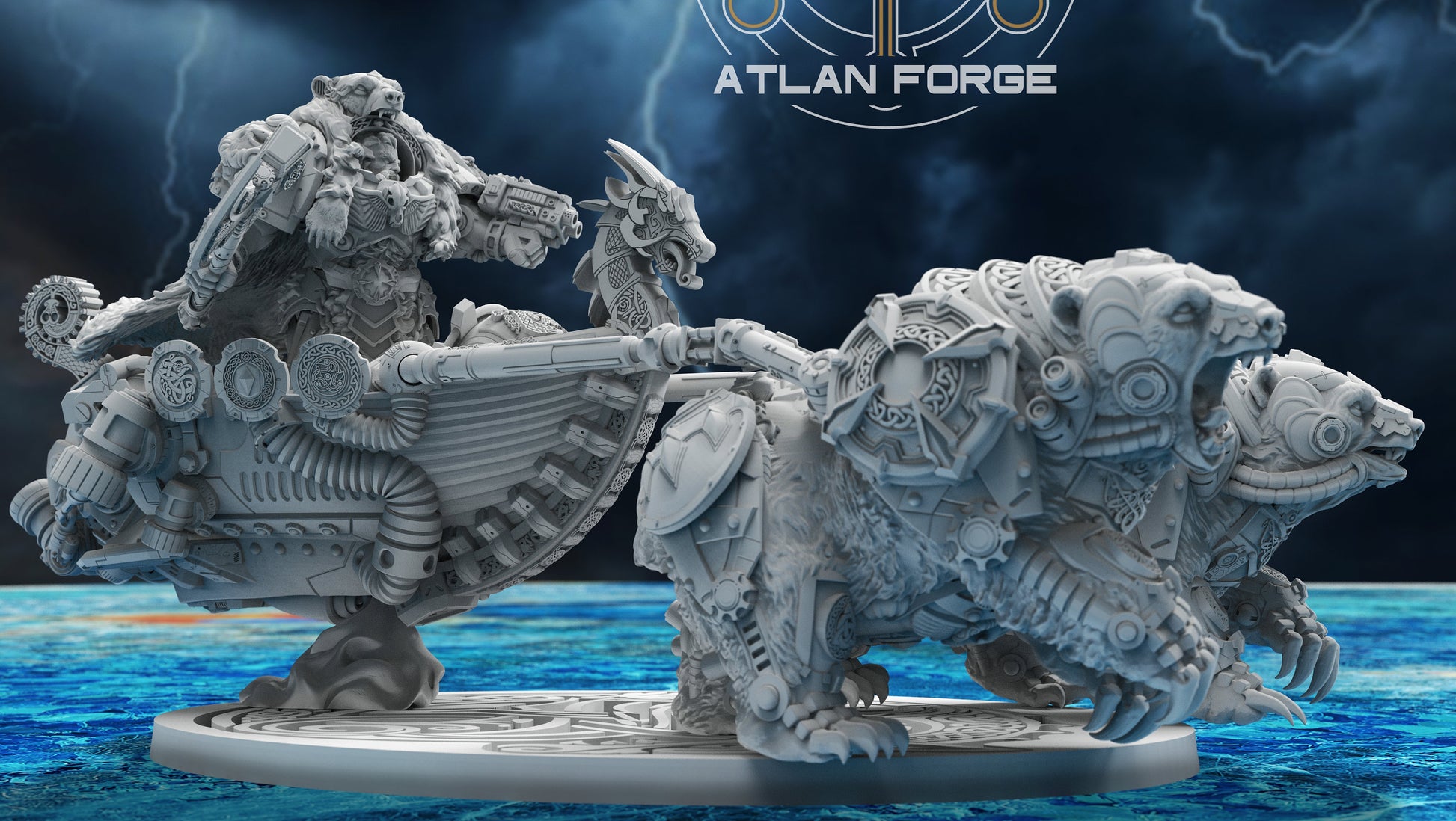 Asgardian Endre Isklaw on the Bear Chariot - Atlan Forge - Tabletop Wargaming Miniature Sci-Fi/Proxy/Modular