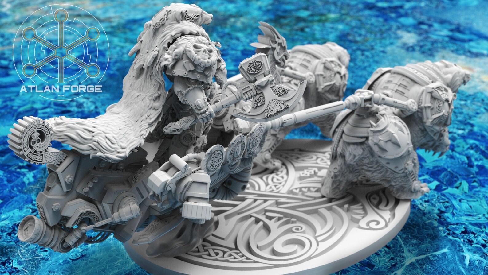 Asgardian Endre Isklaw on the Bear Chariot - Atlan Forge - Tabletop Wargaming Miniature Sci-Fi/Proxy/Modular