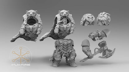 Asgardian Endre Isklaw on the Bear Chariot - Atlan Forge - Tabletop Wargaming Miniature Sci-Fi/Proxy/Modular