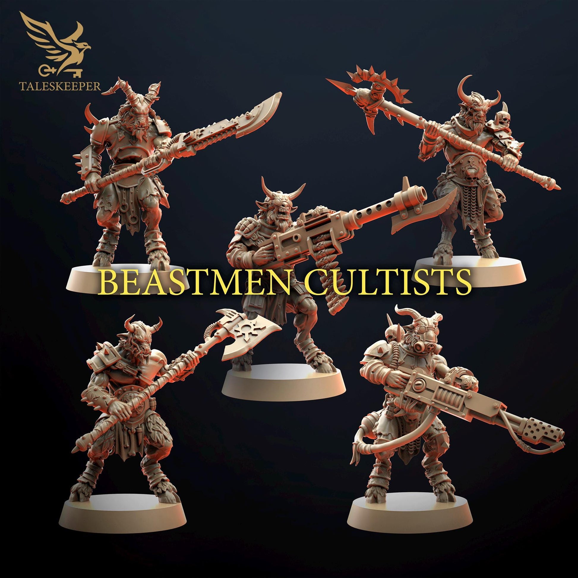 Beastmen Cultists - by TalesKeeper - Tabletop Wargaming Miniature Sci-Fi Chaos Fantasy Daemon Proxy