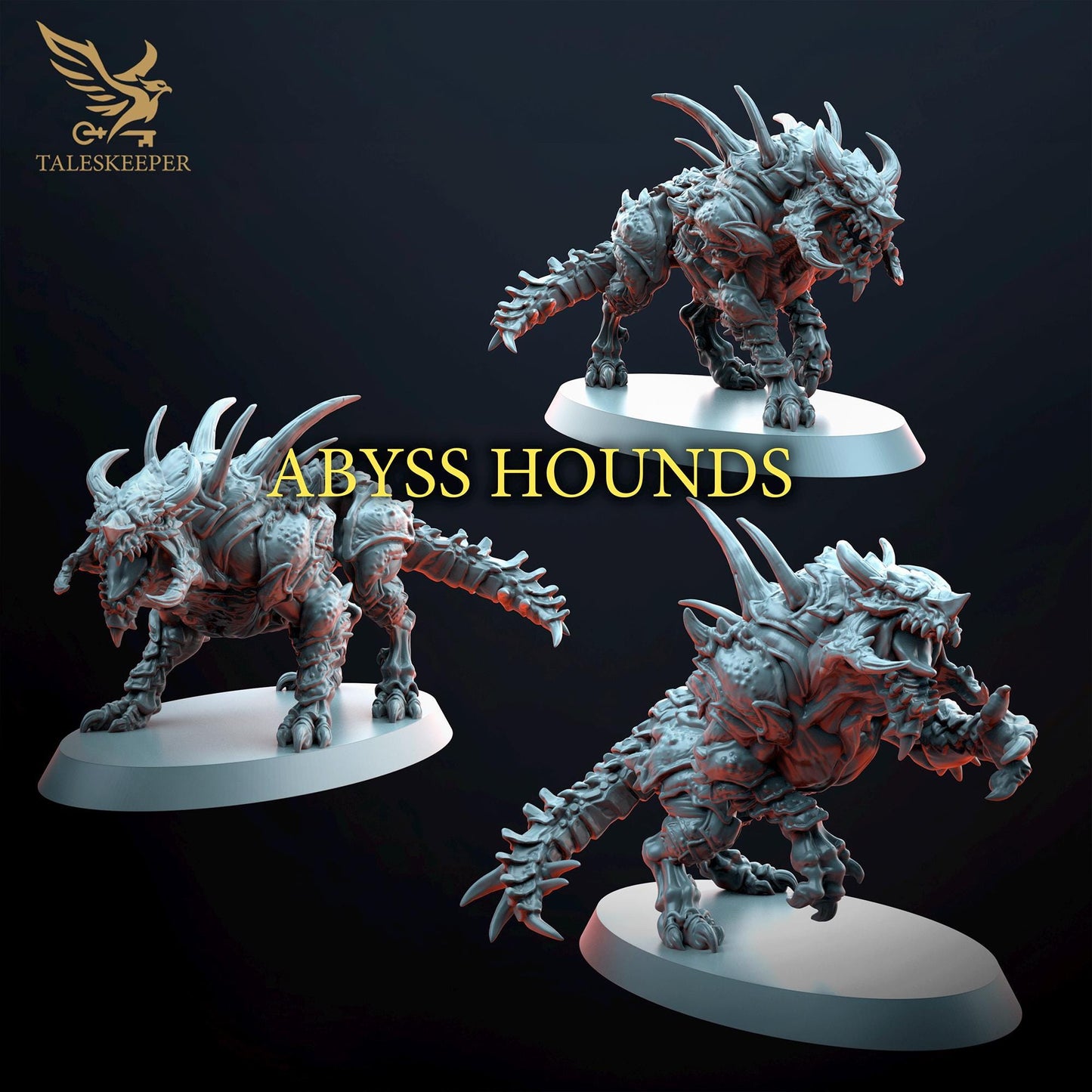 NEW! Abyss Hounds - Proxies / Daemons / Flesh - by TalesKeeper - Tabletop Wargaming Miniature Sci-Fi Fantasy Daemon Proxy 60x35mm Bases