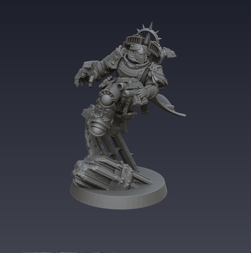 Bloodbound Assault Captain | Cyberbrush3D | Tabletop Wargaming Miniature Grim Dark Sci-Fi Proxy