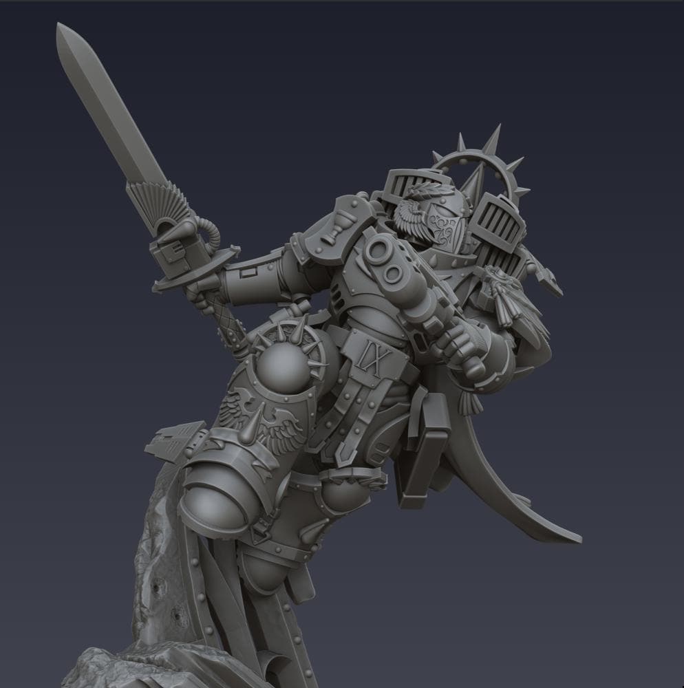 Bloodbound Assault Captain | Cyberbrush3D | Tabletop Wargaming Miniature Grim Dark Sci-Fi Proxy