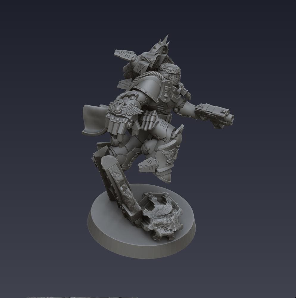 Bloodbound Assault Captain | Cyberbrush3D | Tabletop Wargaming Miniature Grim Dark Sci-Fi Proxy