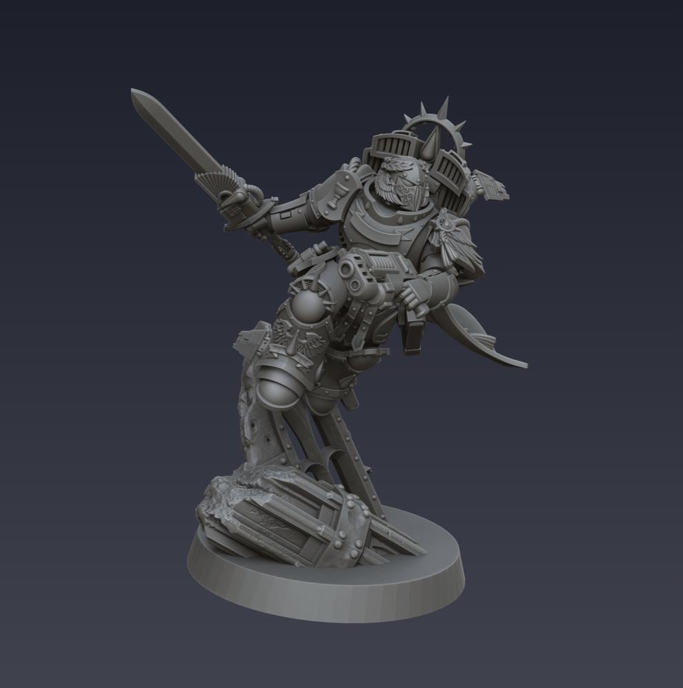 Bloodbound Assault Captain | Cyberbrush3D | Tabletop Wargaming Miniature Grim Dark Sci-Fi Proxy