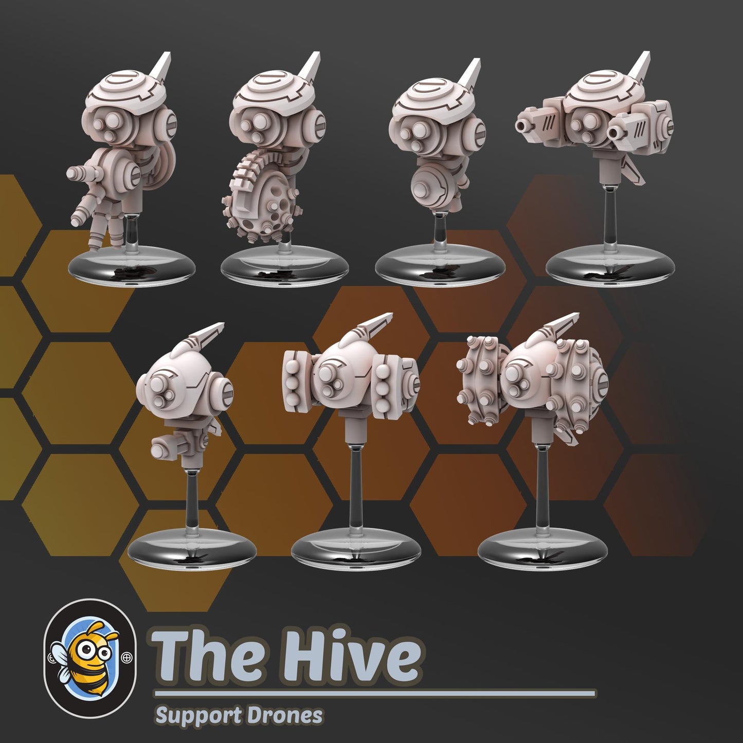 Support Drones (x14) - Hivemind Minis - Tabletop Wargaming Miniature Sci-Fi/Tank/Proxy