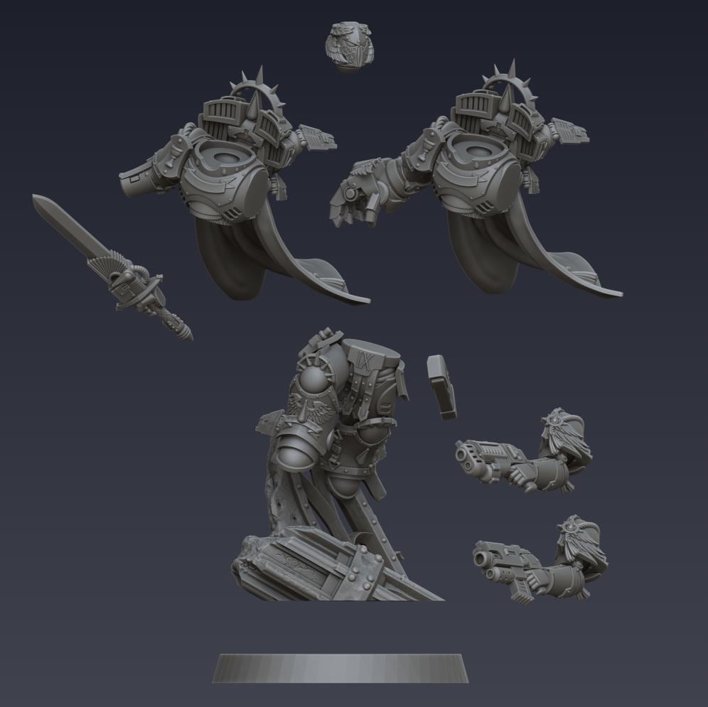 Bloodbound Assault Captain | Cyberbrush3D | Tabletop Wargaming Miniature Grim Dark Sci-Fi Proxy