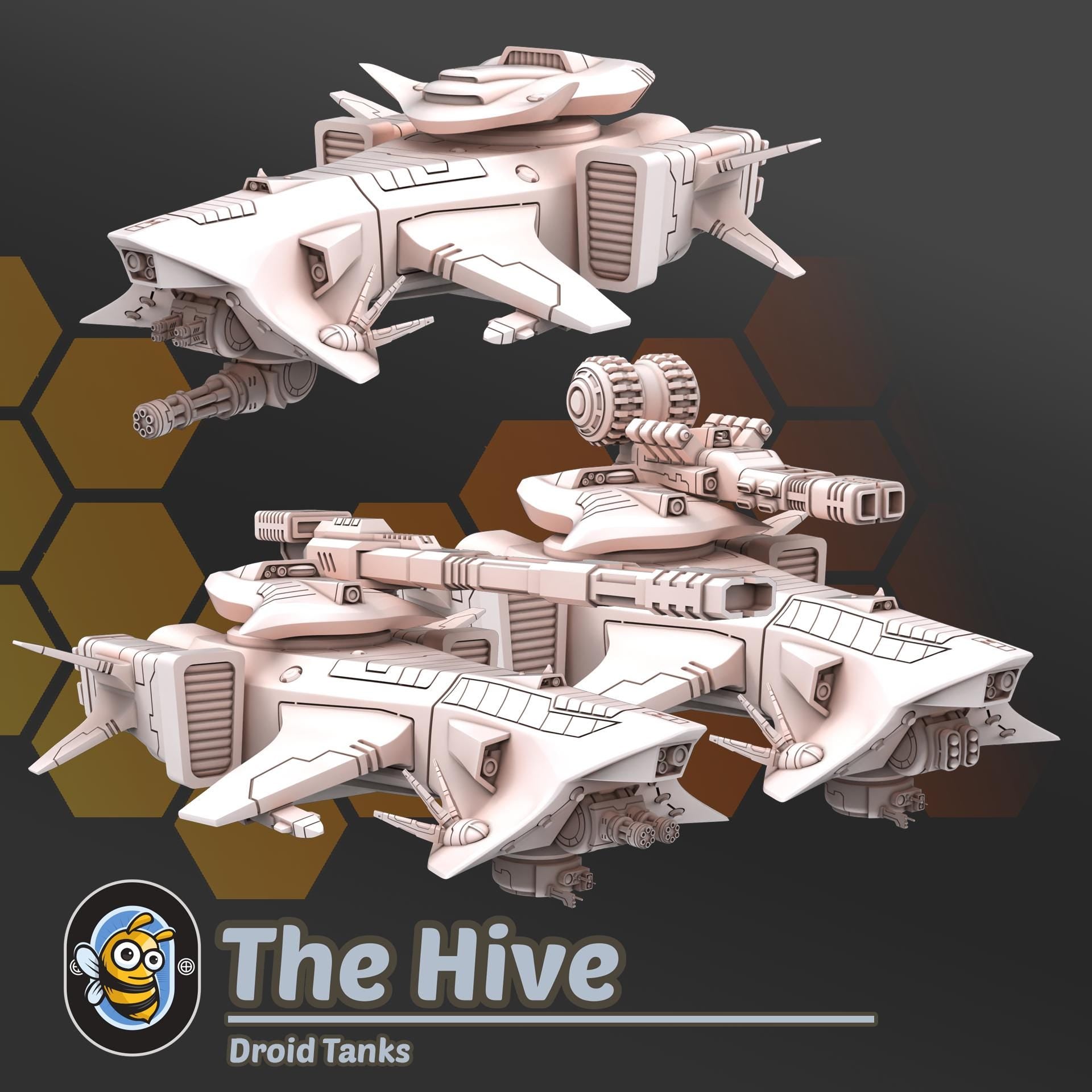 X-97A Tiburon Tank / X-87A Splenden Transport - Hive Droids - Hivemind Minis - Tabletop Wargaming Miniature Sci-Fi/Tank/Proxy