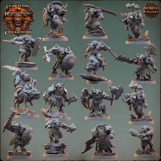 Minotaur Warband | The Ironmane Minotaurs of Emberhold | Daybreak Miniatures | Tabletop Wargaming Miniature Grim-Dark Sci-Fi Proxy