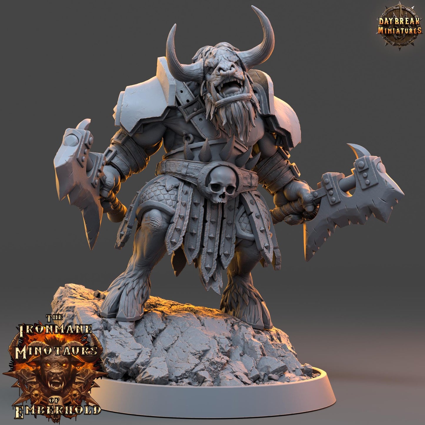 Minotaur Warband | The Ironmane Minotaurs of Emberhold | Daybreak Miniatures | Tabletop Wargaming Miniature Grim-Dark Sci-Fi Proxy