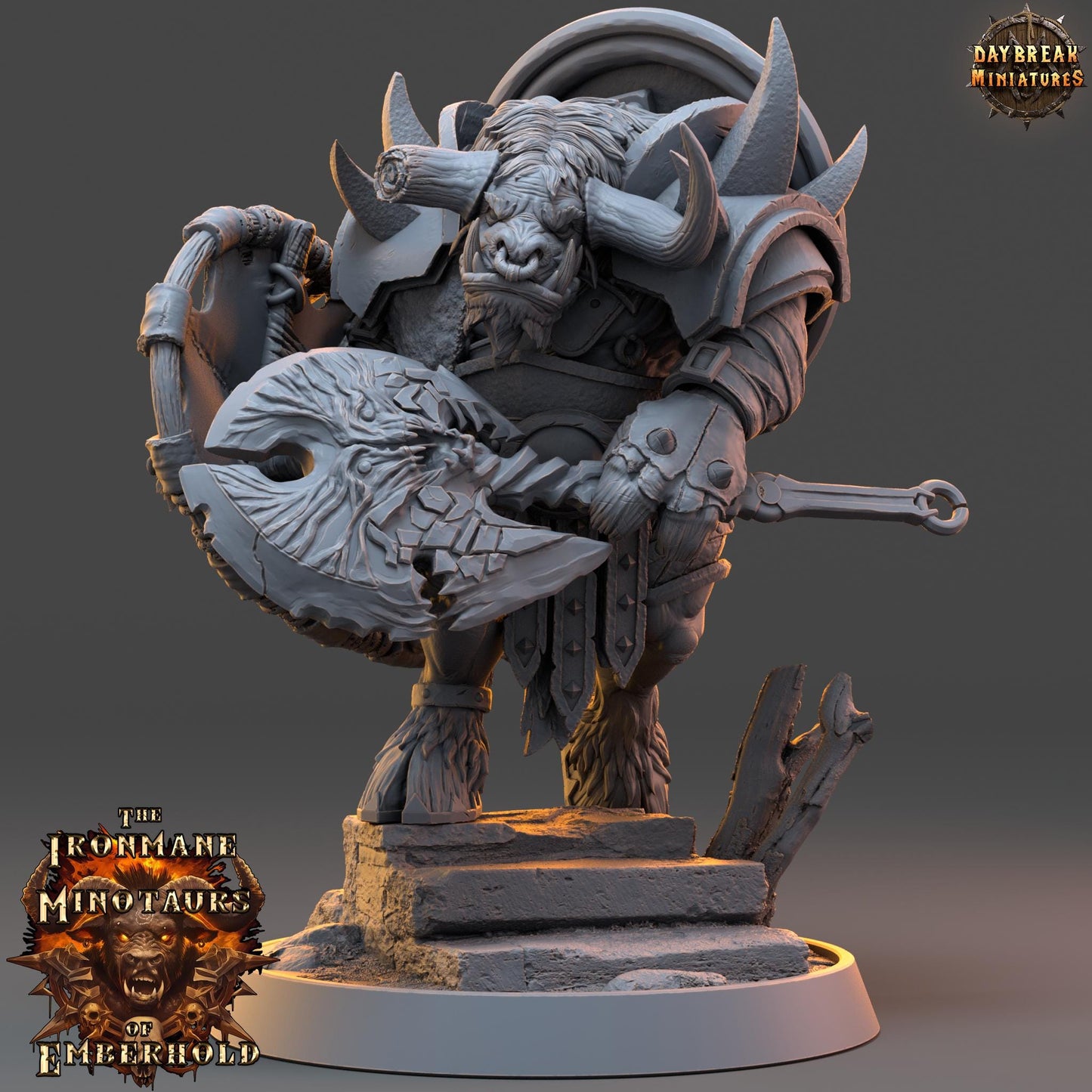 Minotaur Warband | The Ironmane Minotaurs of Emberhold | Daybreak Miniatures | Tabletop Wargaming Miniature Grim-Dark Sci-Fi Proxy