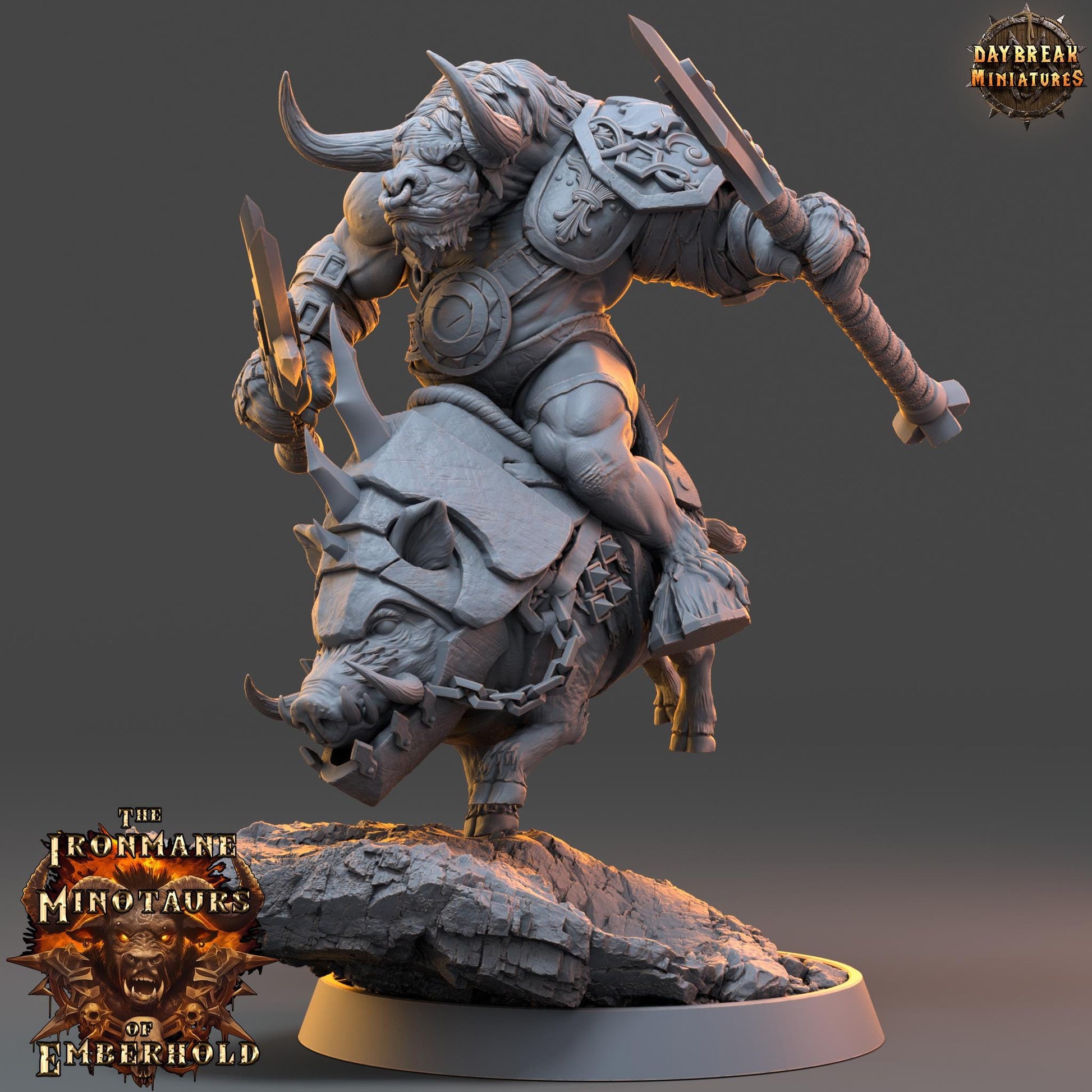 Minotaur Warband | The Ironmane Minotaurs of Emberhold | Daybreak Miniatures | Tabletop Wargaming Miniature Grim-Dark Sci-Fi Proxy