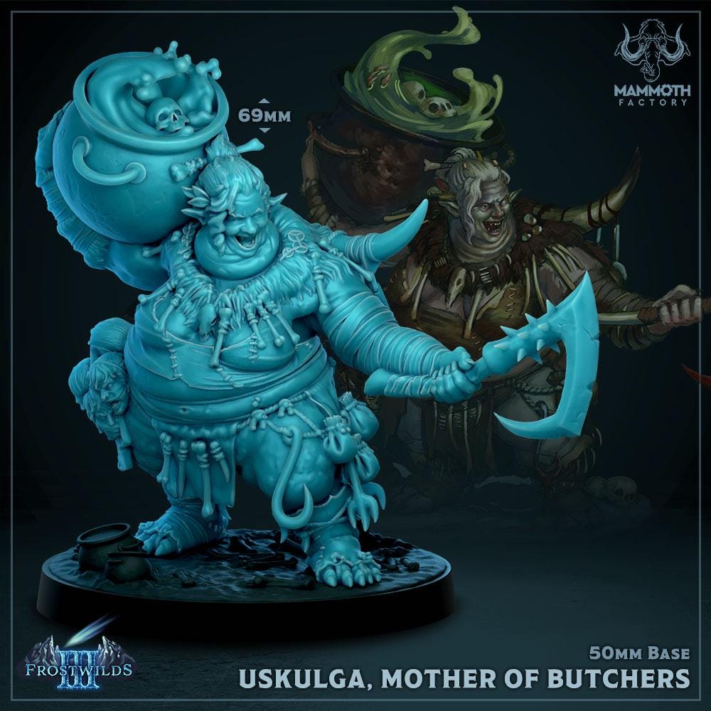 Uskulga, Mother of Butchers | Frostwilds 3 | by Mammoth Factory | Dungeons and Dragons | Tabletop Games | Wargaming | Resin Miniature