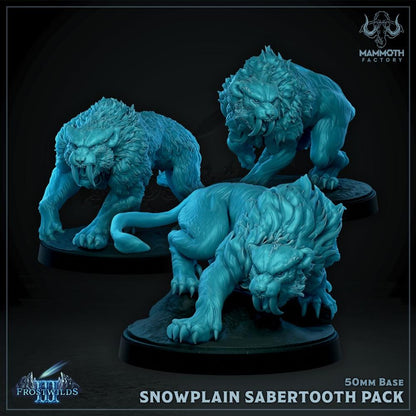 Snowplains Sabertooth Pack | Frostwilds 3 | by Mammoth Factory | Dungeons and Dragons | Tabletop Games | Wargaming | Resin Miniature