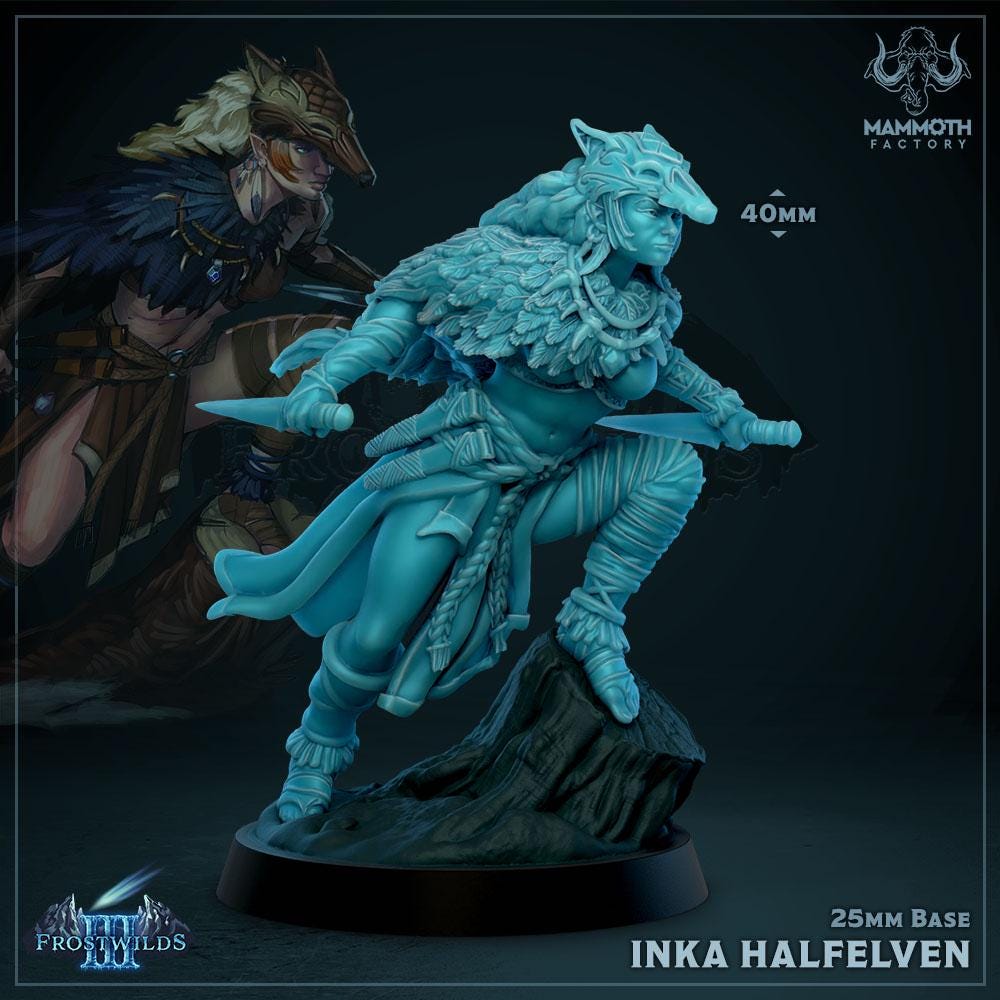 Inka Halfelven | Frostwilds 3 | by Mammoth Factory | Dungeons and Dragons | Tabletop Games | Wargaming | Resin Miniature