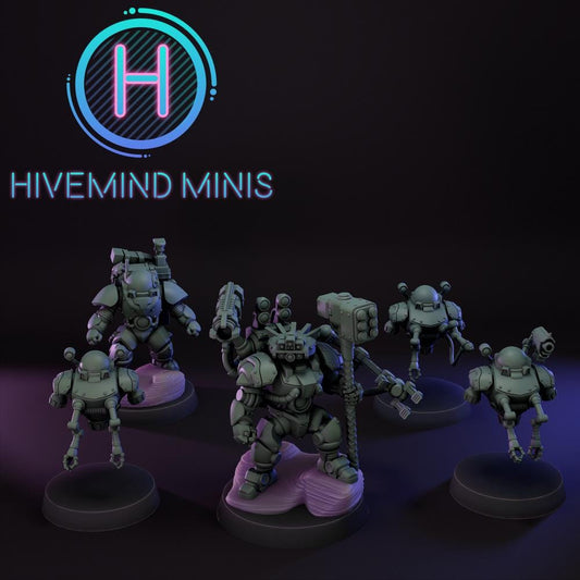 Droidkyn Circuit Master and Entourage - Hivemind Minis - Tabletop Wargaming Miniature Sci-Fi/Proxy/Dwarves