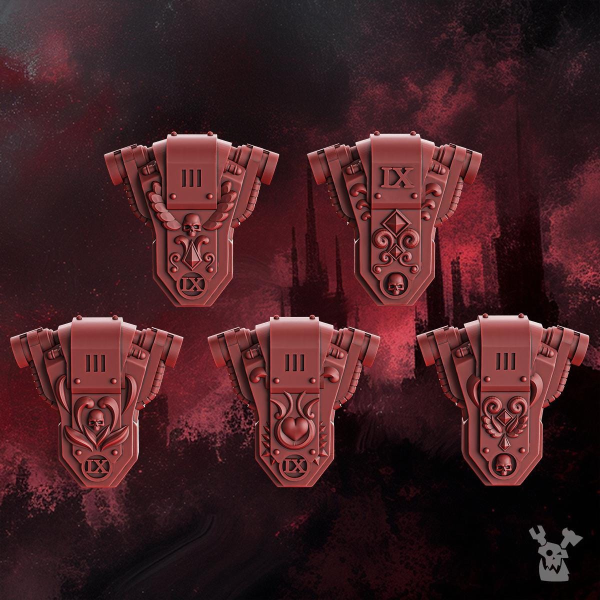 Backpacks (x5) • Bits • Crimson Wings • DakkaDakka.store • Tabletop Wargaming Miniature Grim-Dark Sci-Fi Proxy