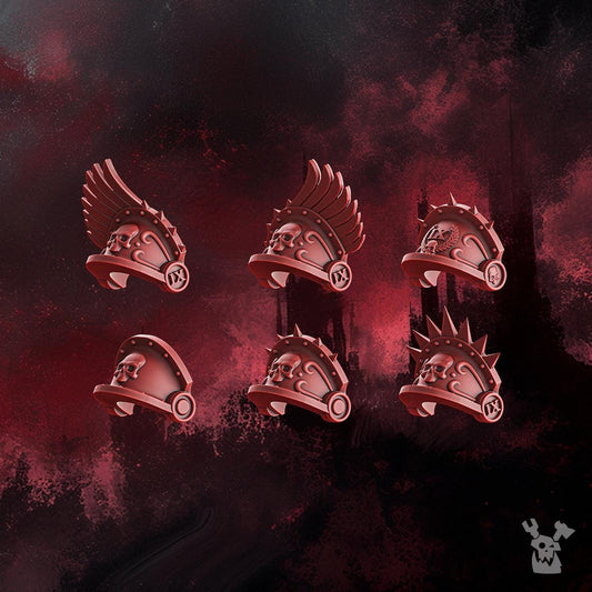 Shoulder Pads (x6) • Bits • Crimson Wings • DakkaDakka.store • Tabletop Wargaming Miniature Grim-Dark Sci-Fi Proxy