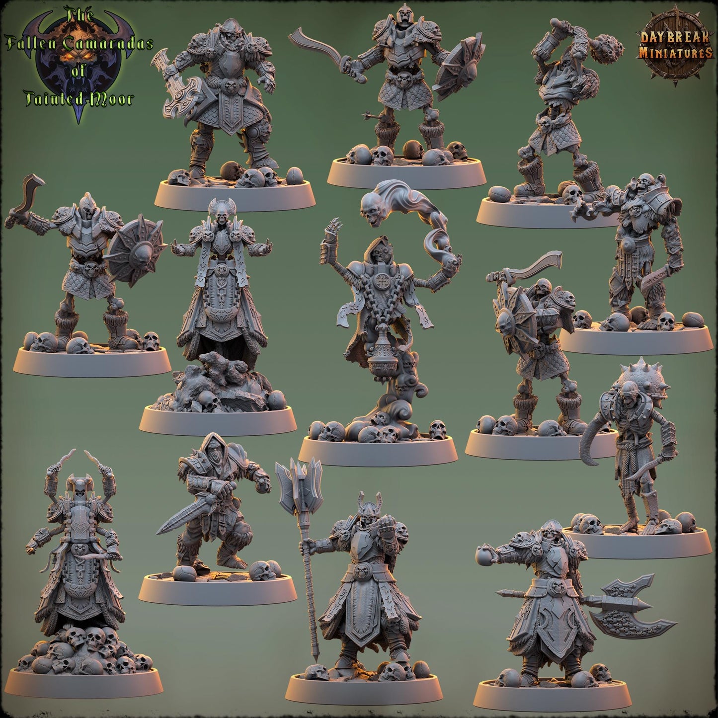 Undead Warband | The Fallen Camaradas of Tainted Moor | Daybreak Miniatures | Tabletop Wargaming Miniature Grim-Dark Sci-Fi Proxy