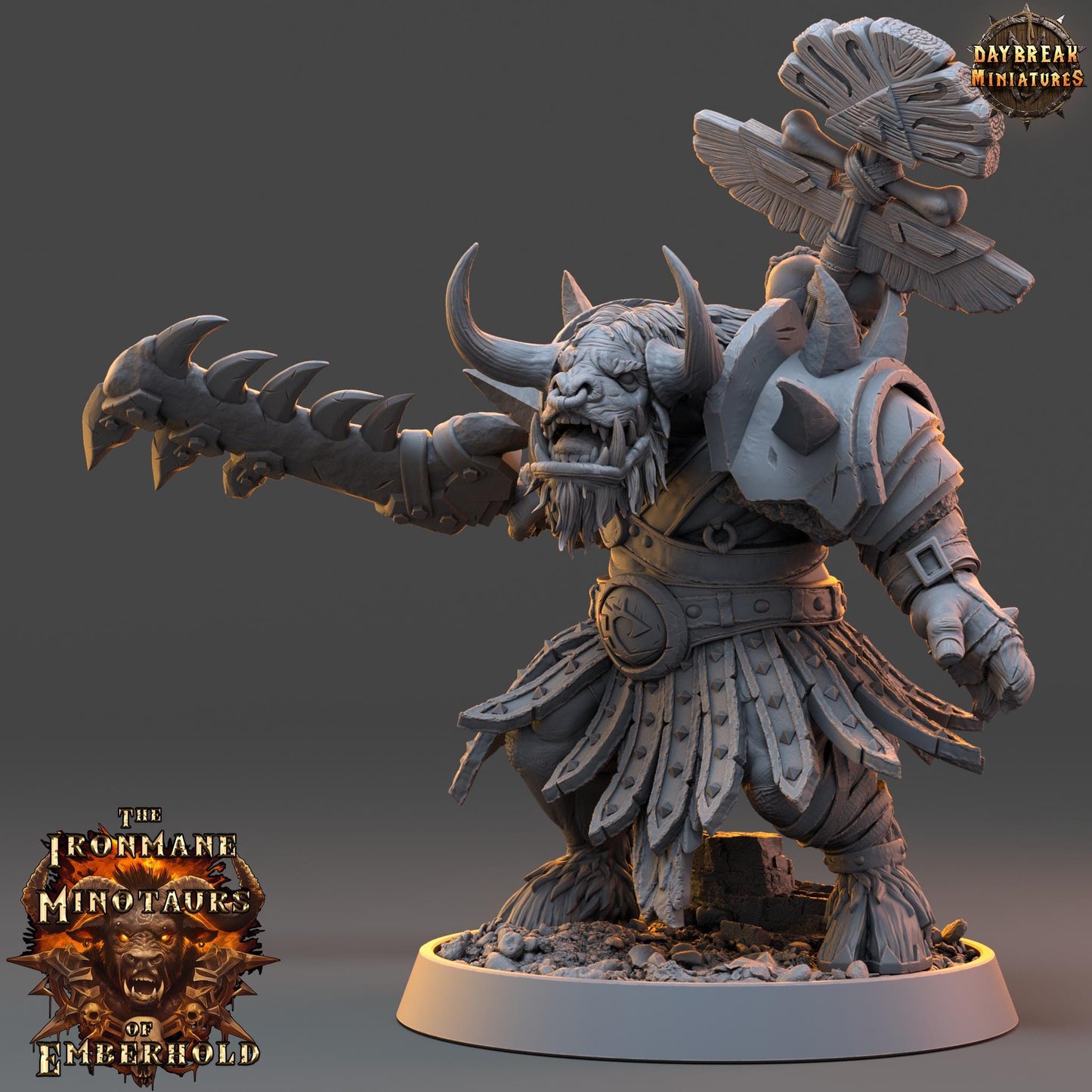 Minotaur Warband | The Ironmane Minotaurs of Emberhold | Daybreak Miniatures | Tabletop Wargaming Miniature Grim-Dark Sci-Fi Proxy