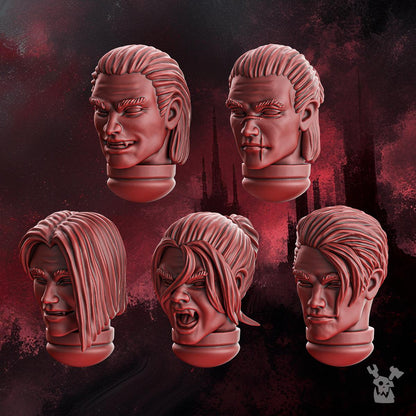 Male Heads Set (x5 Heads + 2x Torso+Heads) • Bits • Crimson Wings • DakkaDakka.store • Tabletop Wargaming Miniature Grim-Dark Sci-Fi Proxy