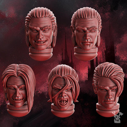 Male Heads Set (x5 Heads + 2x Torso+Heads) • Bits • Crimson Wings • DakkaDakka.store • Tabletop Wargaming Miniature Grim-Dark Sci-Fi Proxy