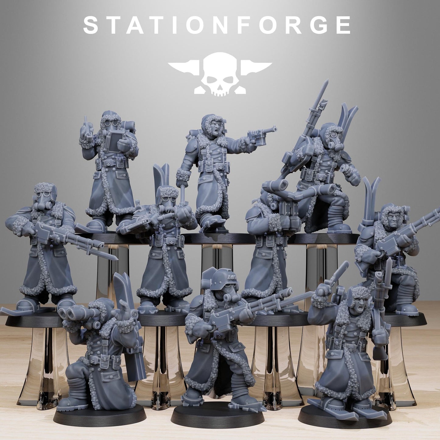 GrimGuard Frostwatch Skiers | Stationforge | Tabletop Wargaming Miniature Grim Dark Sci-Fi Proxy