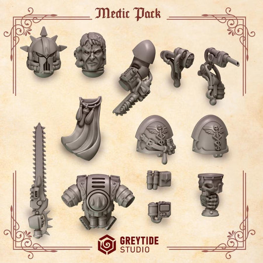 Medic Pack | Crimson Lords | Upgrades | Greytide Studio | Tabletop Wargaming Miniature Grim-Dark Sci-Fi Proxy