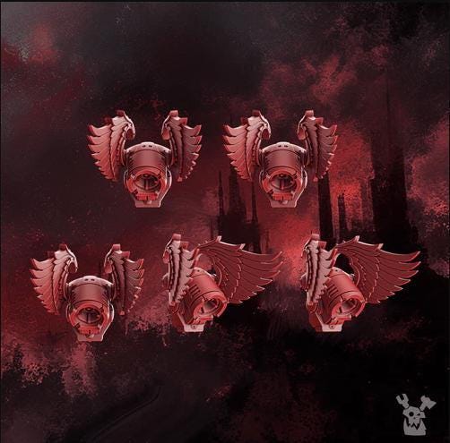 Angel Wing Jetpacks (x5) • Bits • Crimson Wings • DakkaDakka.store • Tabletop Wargaming Miniature Grim-Dark Sci-Fi Proxy