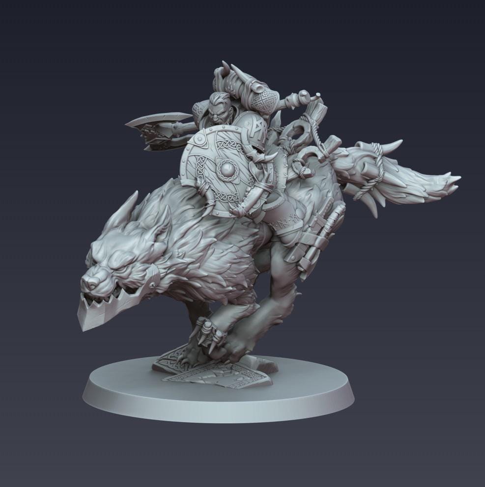 Space Viking Storm Wolf Cavalry - Cyberbrush 3D - Tabletop Wargaming Miniature Grim-Dark Sci-Fi Proxy