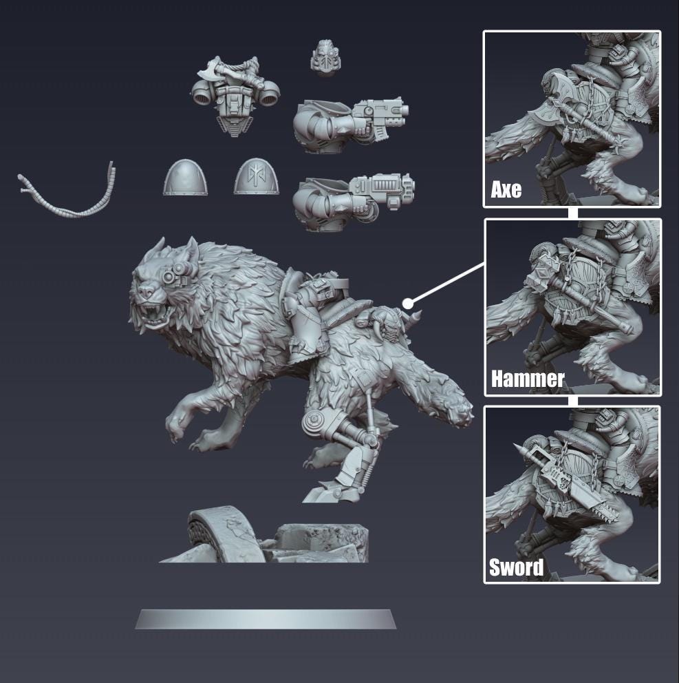 Space Viking Storm Wolf Cavalry - Cyberbrush 3D - Tabletop Wargaming Miniature Grim-Dark Sci-Fi Proxy