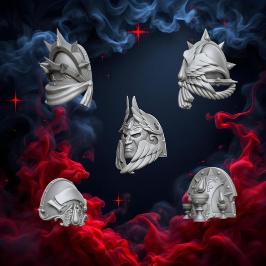 Crimson Angels Shoulder Pad Set 2 | Upgrades | Cyberbrush 3D | Tabletop Wargaming Miniature Grim-Dark Sci-Fi Proxy