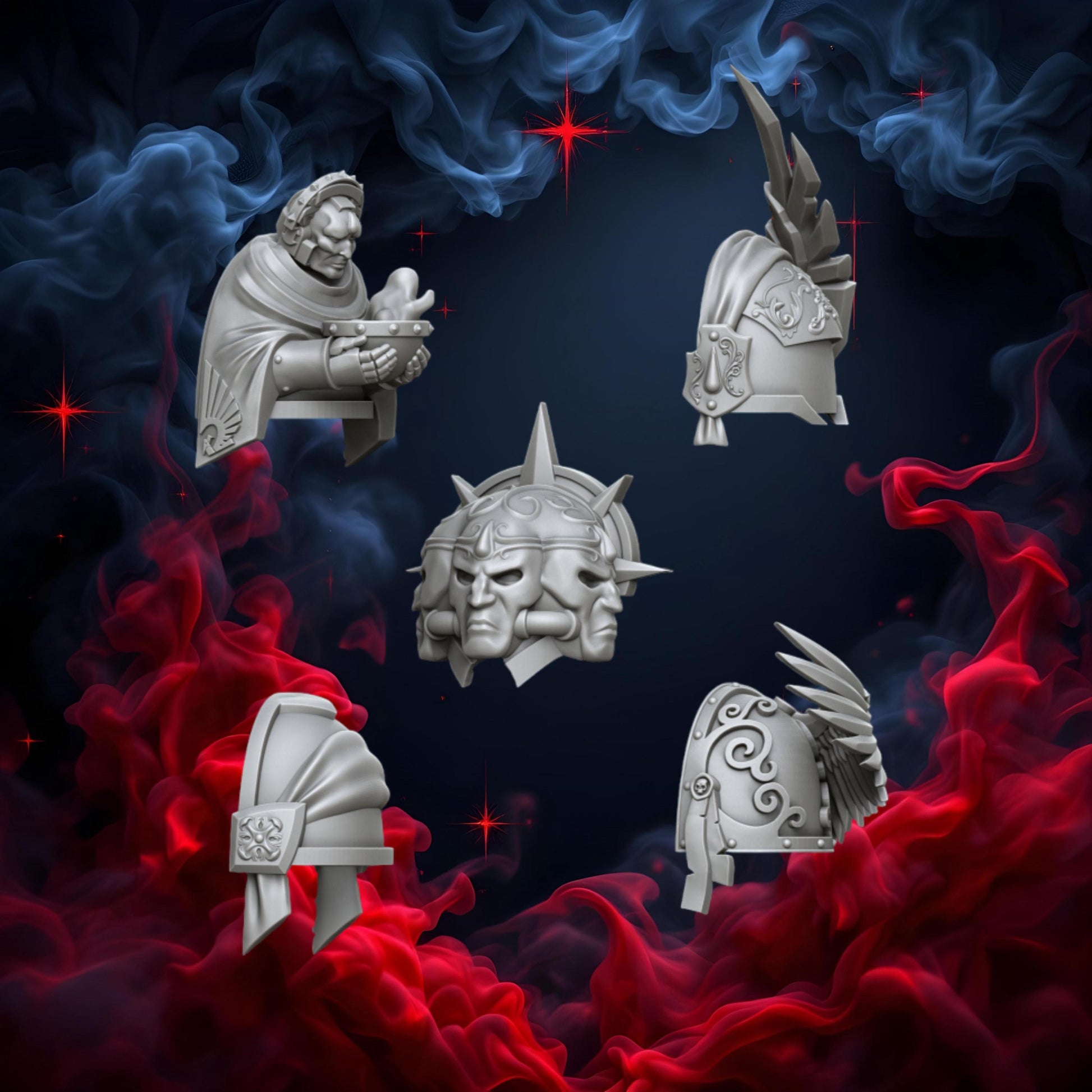 Crimson Angels Shoulder Pad Set 1 | Upgrades | Cyberbrush 3D | Tabletop Wargaming Miniature Grim-Dark Sci-Fi Proxy